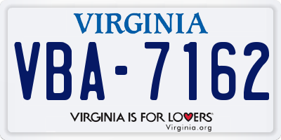 VA license plate VBA7162