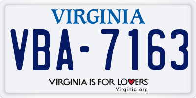 VA license plate VBA7163