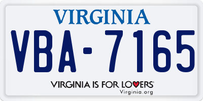 VA license plate VBA7165