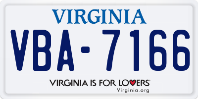 VA license plate VBA7166