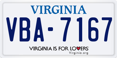 VA license plate VBA7167