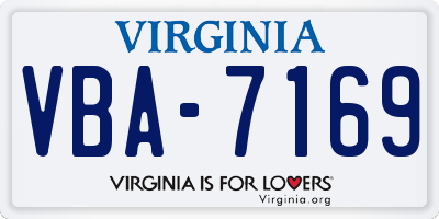 VA license plate VBA7169