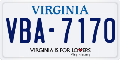 VA license plate VBA7170