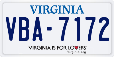 VA license plate VBA7172