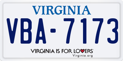 VA license plate VBA7173