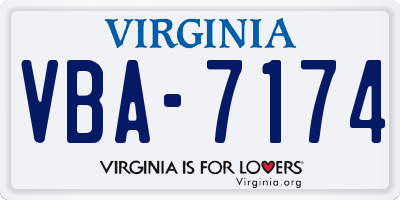 VA license plate VBA7174