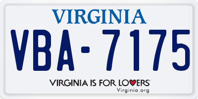VA license plate VBA7175