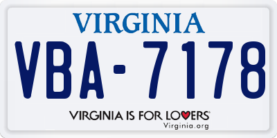 VA license plate VBA7178