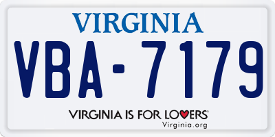 VA license plate VBA7179