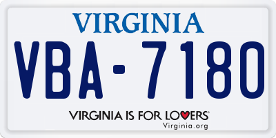 VA license plate VBA7180