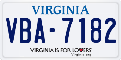 VA license plate VBA7182