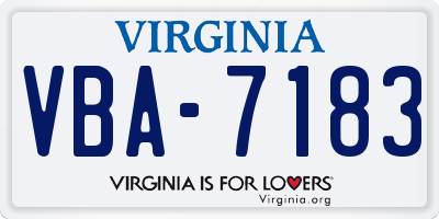VA license plate VBA7183