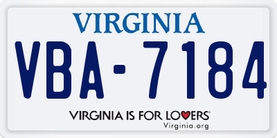 VA license plate VBA7184