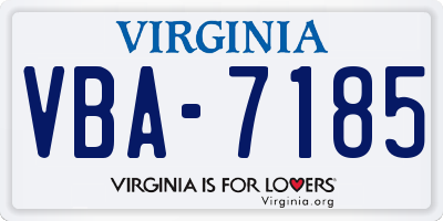 VA license plate VBA7185