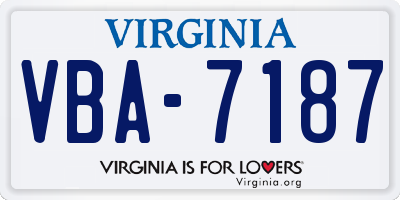 VA license plate VBA7187