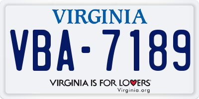 VA license plate VBA7189