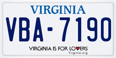 VA license plate VBA7190