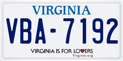 VA license plate VBA7192