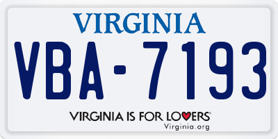 VA license plate VBA7193