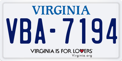 VA license plate VBA7194