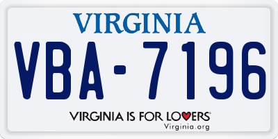 VA license plate VBA7196