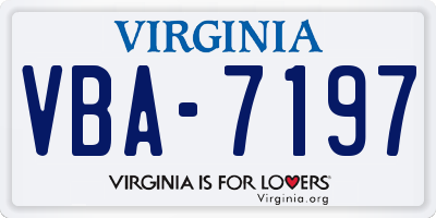 VA license plate VBA7197