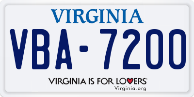 VA license plate VBA7200