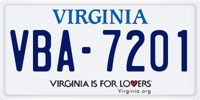 VA license plate VBA7201