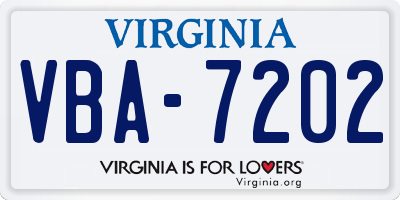 VA license plate VBA7202