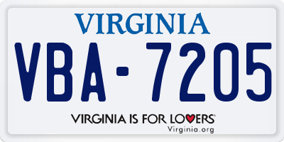 VA license plate VBA7205