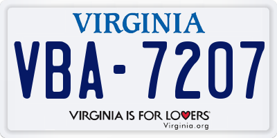 VA license plate VBA7207