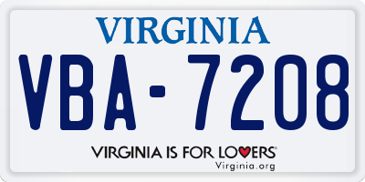 VA license plate VBA7208