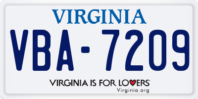 VA license plate VBA7209