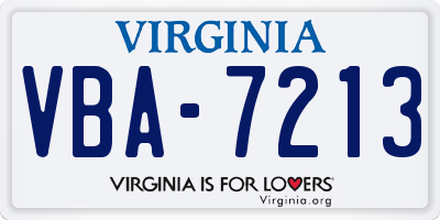 VA license plate VBA7213