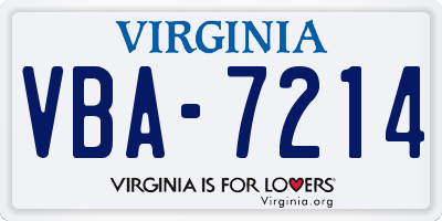 VA license plate VBA7214