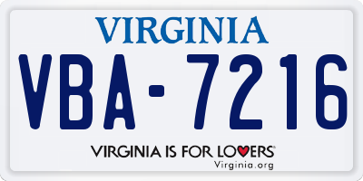 VA license plate VBA7216