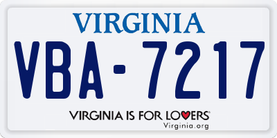 VA license plate VBA7217