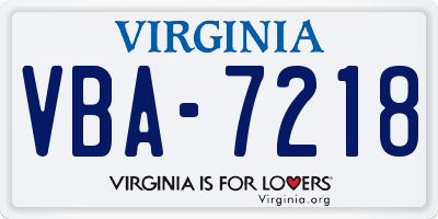 VA license plate VBA7218
