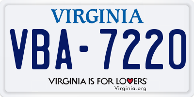 VA license plate VBA7220