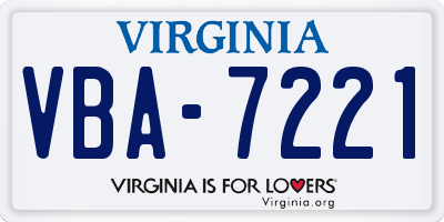 VA license plate VBA7221