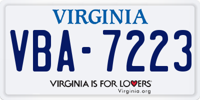 VA license plate VBA7223