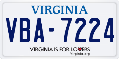 VA license plate VBA7224