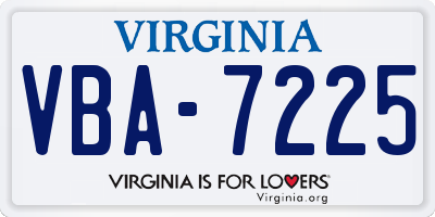 VA license plate VBA7225