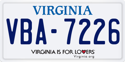 VA license plate VBA7226