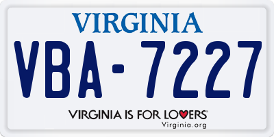 VA license plate VBA7227
