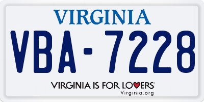 VA license plate VBA7228