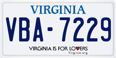 VA license plate VBA7229