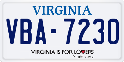 VA license plate VBA7230