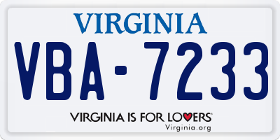 VA license plate VBA7233