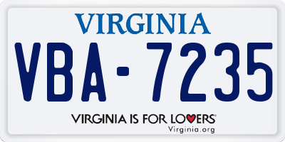 VA license plate VBA7235